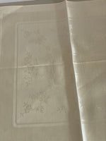 a* Vintage Damask Set/8 LINEN Fabric Napkins 16” Square  Cream Ivory Cotton/Rayon