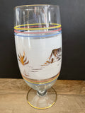 a** Vintage Gold Painted Barware Cocktail Glass Mexican Cactus Theme Goblet