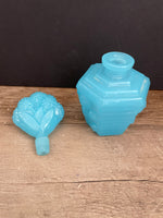 a* Vintage Tiffany Blue Perfume Bottle Milk Glass Decor