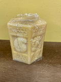 a** New 4” Pillar CANDLE Raised Paisley on Ivory Octagon Volcanica #9561 Unscented Handcrafted