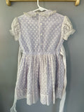 Vintage Tiny Town Togs Girls Sz 6/8 Light Blue/Lilac Dress White Lace Overlay-Collar-Short Sleeve