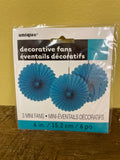 New Lot/12 Count 6” Aqua Green Paper Mini Fan Hanging Decoration Party Supply by Unique Brand