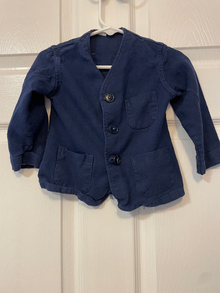 * Vintage Boys Size 3T Linen Suit Jacket Navy Blue
