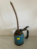 €* Vintage Rustic Blue Finger Trigger Pump Oil Can & Oiler Bendable Nozzle