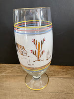 a** Vintage Gold Painted Barware Cocktail Glass Mexican Cactus Theme Goblet