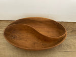 €¥ Vintage Rustic Divided Wood Serving Bowl 9” L Oval