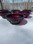 ~ Vintage Set/6 AVON 1876 Cape Cod 5" Dessert Berry Candy Bowl Deep Ruby Red Garnet Colored Glass