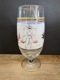 a** Vintage Gold Painted Barware Cocktail Glass Mexican Cactus Theme Goblet