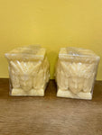 € New Pair/Set of 3 4” x 4” Pillar CANDLE Raised Egyptian Kings on Ivory Cube Volcanica #9183