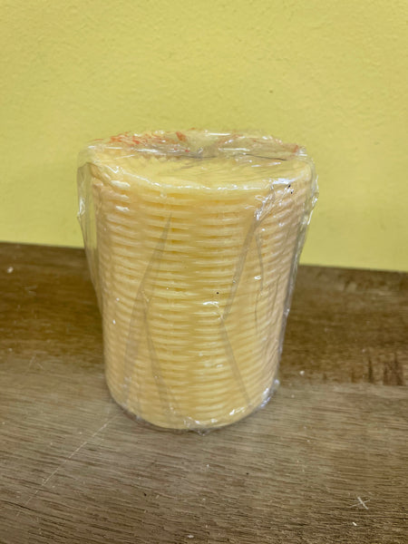 a** New 4” Pillar CANDLE Raised Waves on Ivory Volcanica #9403B Unscented Handcrafted