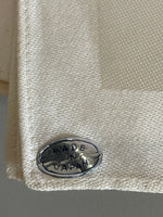 a* Vintage Damask Set/8 LINEN Fabric Napkins 16” Square  Cream Ivory Cotton/Rayon