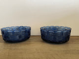 € Vintage Imperial Glass Cobalt Blue Basket Weave Pattern Set/7 Bowls Soup Salad Dessert