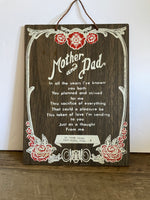 a** Vintage 'Mother and Dad' Wood Sign Wall Art Sign Padre Island Texas