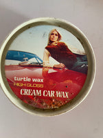 Vintage Turtle Wax High Gloss Cream Car Wax Metal Can Canister 1970 Empty MCM