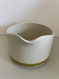 a** Vintage Stoneware Large Creamer Gravy Boat Ivory w/ Green Ring Hand Decorated Japan