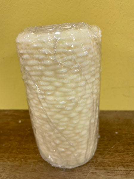 a** New 6” Pillar CANDLE Raised Design on Ivory  Volcanica #9259 Unscented Handcrafted