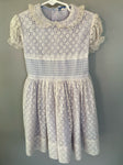 Vintage Tiny Town Togs Girls Sz 6/8 Light Blue/Lilac Dress White Lace Overlay-Collar-Short Sleeve