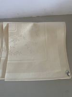 a* Vintage Damask Set/8 LINEN Fabric Napkins 16” Square  Cream Ivory Cotton/Rayon