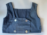 Junior Girls Sz XSmall Blue Double Breast Button Up Vest Crop Cotton