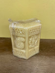 a** New 4” Pillar CANDLE Raised Paisley on Ivory Octagon Volcanica #9561 Unscented Handcrafted