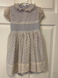 Vintage Tiny Town Togs Girls Sz 6/8 Light Blue/Lilac Dress White Lace Overlay-Collar-Short Sleeve