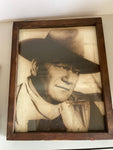 Vintage Rustic Wood Framed Print of Actor Cowboy John Wayne