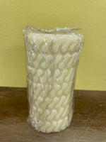 a** New 6” Pillar CANDLE Raised Design on Ivory  Volcanica #9264 Unscented Handcrafted
