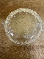 a** Vintage Clear Etched Cut Glass Ribbed Relish Candy Nut Condiment Serving Dish w/ Handles