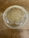 a** Vintage Clear Etched Cut Glass Ribbed Relish Candy Nut Condiment Serving Dish w/ Handles