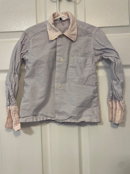 * Vintage Boys Size 4T Boyville for Sears Long Sleeve Button Down Shirt Light Blue Stripe Sanforized