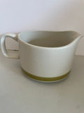 a** Vintage Stoneware Large Creamer Gravy Boat Ivory w/ Green Ring Hand Decorated Japan