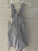 Vintage Infant 9-12 Month Boys Blue & White Stripe Romper Overalls Cotton