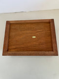 a** Vintage Monogrammed “JFG” Lidded Wood Box with 2 Pairs of Deck of Cards Ducks