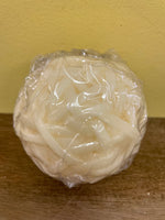 a** New 4” Round CANDLE Raised Weave on Ivory Volcanica #9227 Unscented Handcrafted