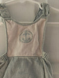 Vintage Infant 3-6 Month Boys Blue & White Sailor Anchor Romper Cotton