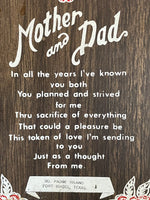 a** Vintage 'Mother and Dad' Wood Sign Wall Art Sign Padre Island Texas