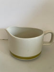 a** Vintage Stoneware Large Creamer Gravy Boat Ivory w/ Green Ring Hand Decorated Japan