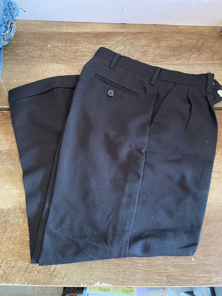 Boys Youth Size 10 Black Dress Pants Pleated Front Cuffed Hem by George 25” Waist
