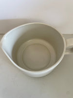 a** Vintage Stoneware Large Creamer Gravy Boat Ivory w/ Green Ring Hand Decorated Japan