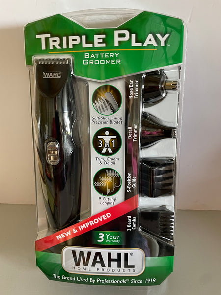 * New Wahl Triple Play Battery Groomer 12 Piece Groom & Trim Sealed