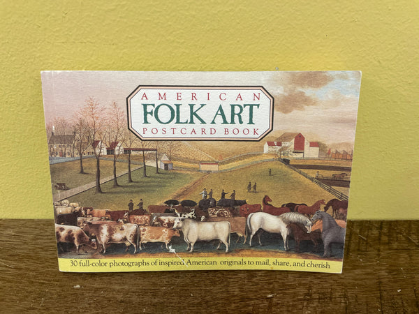 € Vintage 1986 American Folk Art 21 Postcards Book, Softcover Running Press