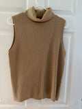 Women/Juniors Large Liz Claiborne Gold Sparkle Sleeveless Turtleneck Holiday Christmas Sweater