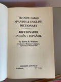 The New College SPANISH & ENGLISH Dictionary Hardcover Book Edwin Williams 1969