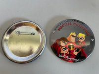 a* Disney World WHERE DREAMS COME TRUE MAGICAL GATHERING INCREDIBLES Set/2 Button Pins