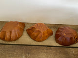 a** Vintage Set/3 Oval Seamless Hand Carved Wood Bowls Oval 7.5” L