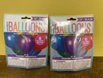 New 2 Bags of 8 (16) Helium Balloons by Unique Balloons 12x30.4cm Assorted Colors Pearlized
