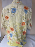 Mens TOMMY BAHAMA Silk Yellow Floral Hawaiian Print Camp XLarge Pocket