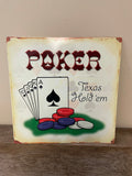 Vintage TEXAS HOLD’EM POKER Metal Tin Sign Man Cave