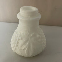 a** Vintage Milk Glass White Salt or Pepper Shaker Raised Grape & Leaf Pattern NO Lid