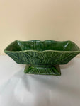 a** Vintage Green Ceramic Pottery Bowl Planter Raised
